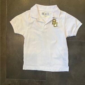 White Polo Shirt with Embroidered Baylor University Logo